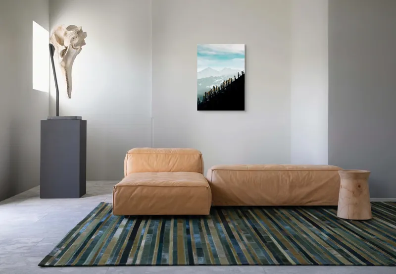 Tablou Canvas, "Copaci solitari pe culmea muntelui blanc", Cer, Munte, Zăpadă, Pădure, Umbre, Copaci, Orizont, Natural, Calm, Frumusețe, 50 x 70 cm – poza 7