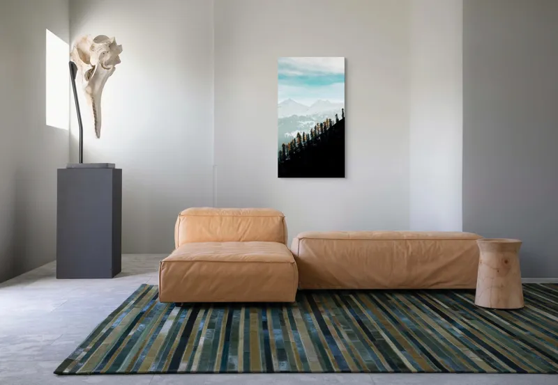 Tablou Canvas, "Copaci solitari pe culmea muntelui blanc", Cer, Munte, Zăpadă, Pădure, Umbre, Copaci, Orizont, Natural, Calm, Frumusețe, 50 x 90 cm – poza 5