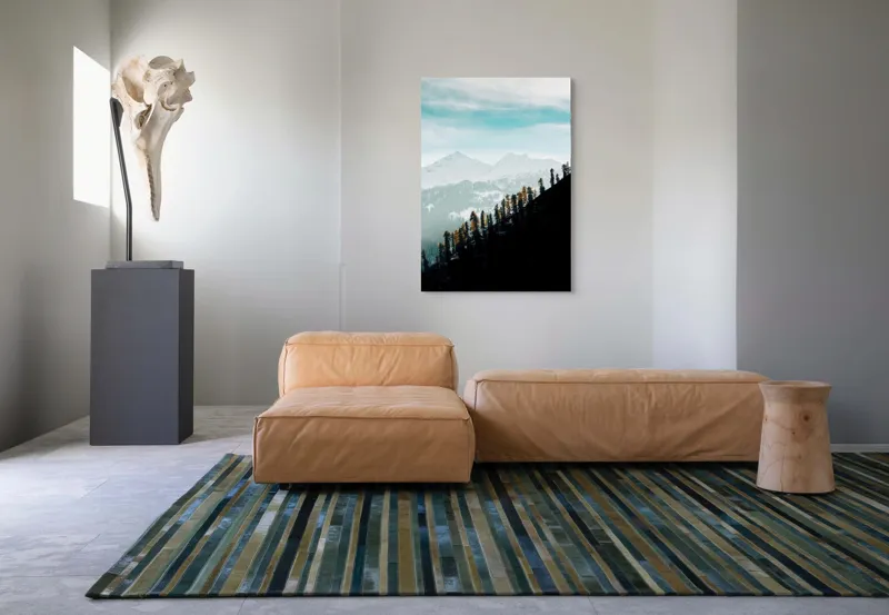 Tablou Canvas, "Copaci solitari pe culmea muntelui blanc", Cer, Munte, Zăpadă, Pădure, Umbre, Copaci, Orizont, Natural, Calm, Frumusețe, 70 x 100 cm – poza 7