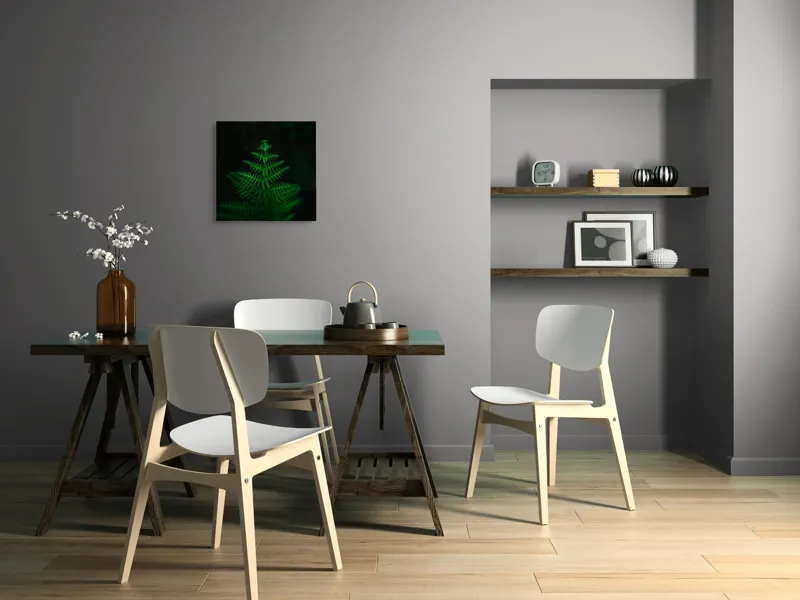 Tablou Canvas, "Frunza de ferigă în întuneric viu", Frumusețe, Simetrie, Natură, Verde, Delicatețe, Lumină, Întuneric, Contrast, Frunziș, Siluetă, 50 x 50 cm – poza 8