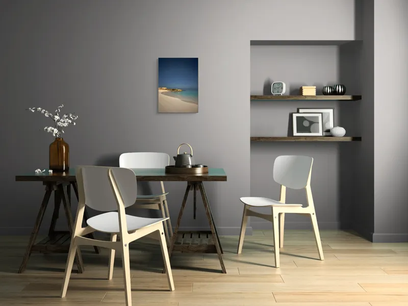 Tablou Canvas, "Liniștea mării sub cerul nocturn", Plajă, Nisip, Ocean, Cer, Stele, Liniște, Lumină, Noapte, Valuri, Stânci, 39 x 54 cm – poza 7