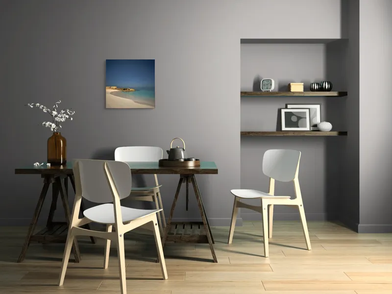 Tablou Canvas, "Liniștea mării sub cerul nocturn", Plajă, Nisip, Ocean, Cer, Stele, Liniște, Lumină, Noapte, Valuri, Stânci, 50 x 50 cm – poza 8