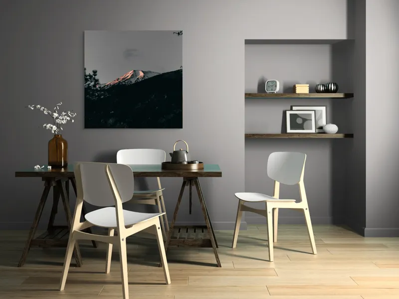 Tablou Canvas, "Lumina amurgului pe vârful muntelui", Munți, Apus, Zăpadă, Pini, Cer, Umbre, Natură, Linie Orizontului, Contrast., 100 x 100 cm – poza 6