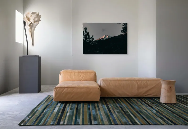 Tablou Canvas, "Lumina amurgului pe vârful muntelui", Munți, Apus, Zăpadă, Pini, Cer, Umbre, Natură, Linie Orizontului, Contrast., 100 x 70 cm – poza 7
