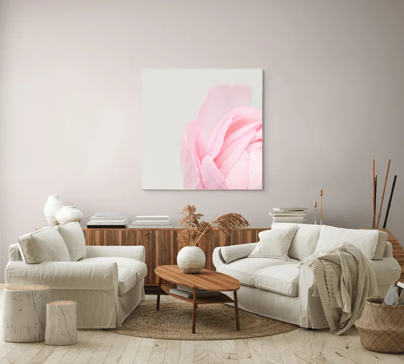 Tablou Canvas, "Petale delicate de primăvară roz", Delicat, Roz, Petale, Floare, Fragil, Minimalist, Moale, Pastel, Elegant, Simplu, 100 x 100 cm – poza 3