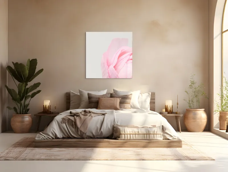 Tablou Canvas, "Petale delicate de primăvară roz", Delicat, Roz, Petale, Floare, Fragil, Minimalist, Moale, Pastel, Elegant, Simplu, 100 x 100 cm – poza 4