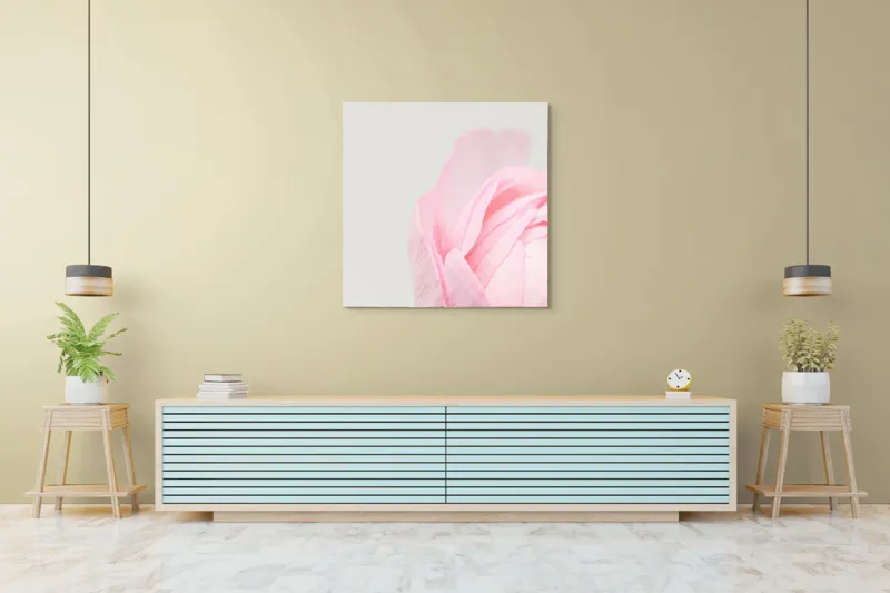 Tablou Canvas, "Petale delicate de primăvară roz", Delicat, Roz, Petale, Floare, Fragil, Minimalist, Moale, Pastel, Elegant, Simplu, 100 x 100 cm – poza 5