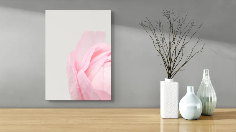 Tablou Canvas, "Petale delicate de primăvară roz", Delicat, Roz, Petale, Floare, Fragil, Minimalist, Moale, Pastel, Elegant, Simplu, 39 x 54 cm – poza 4