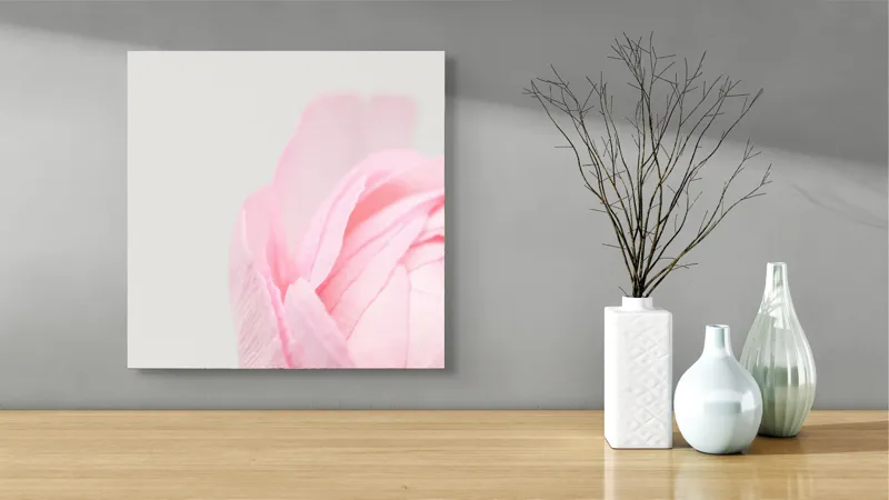 Tablou Canvas, "Petale delicate de primăvară roz", Delicat, Roz, Petale, Floare, Fragil, Minimalist, Moale, Pastel, Elegant, Simplu, 50 x 50 cm – poza 3