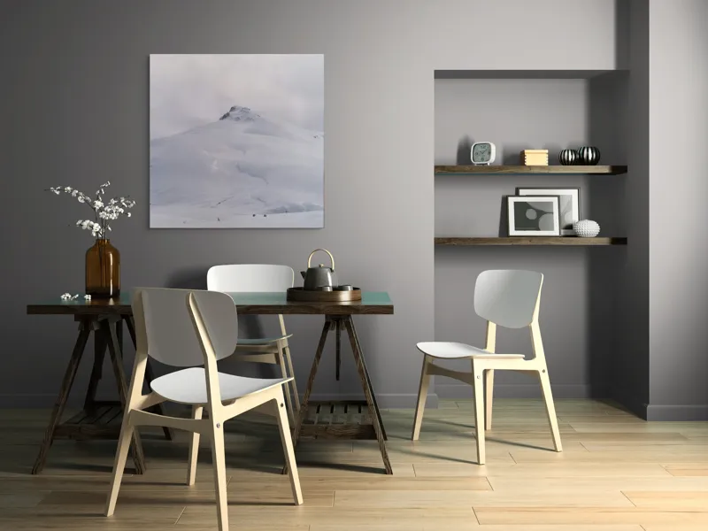 Tablou Canvas, "Vârf ascuns sub mantia iernii", Norii, Munți, Zăpadă, Vârf, Calm, Rece, 100 x 100 cm – poza 6