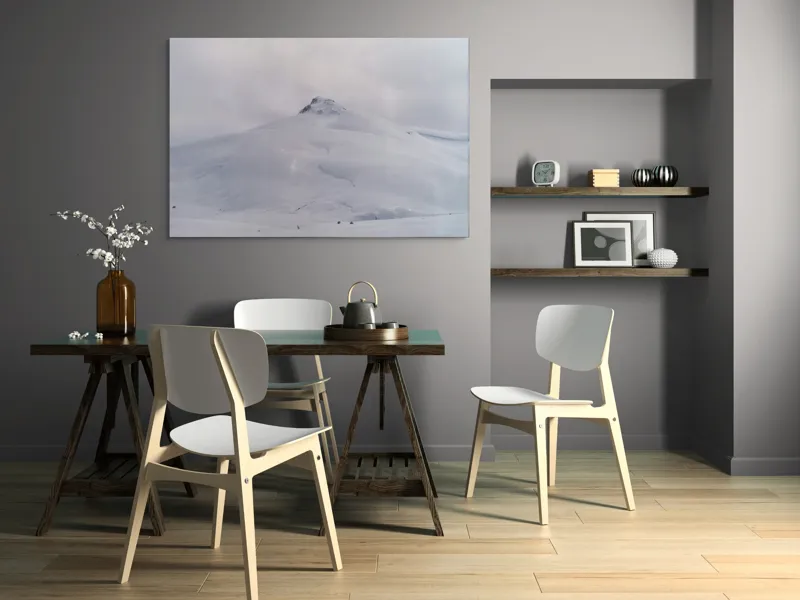 Tablou Canvas, "Vârf ascuns sub mantia iernii", Norii, Munți, Zăpadă, Vârf, Calm, Rece, 150 x 100 cm – poza 5
