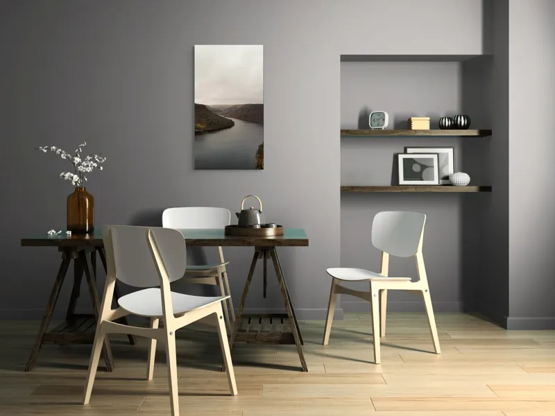 Tablou Canvas, "Valea liniștită sub cer înnourat", Norii, Colinele, Reflecții, Apă, Melancolie, Liniște, Peisaj, Seninătate, Natură, Contemplare, 50 x 90 cm – poza 4
