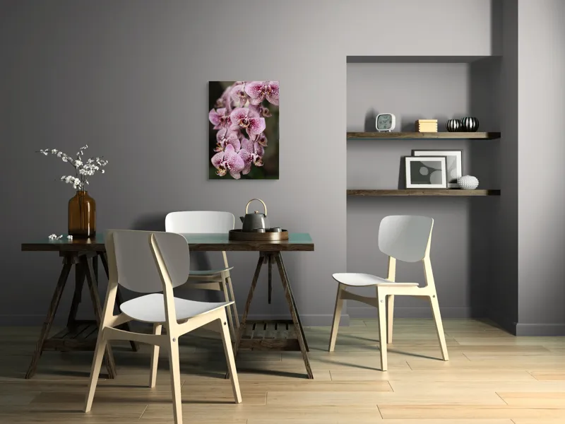 Tablou Canvas, "Orhidee grațioase înflorind splendid", Orhidee, Pestriț, Roz, Delicat, Exotic, Frumusețe, Natură, Viță, Petale, Artă, 50 x 70 cm – poza 5