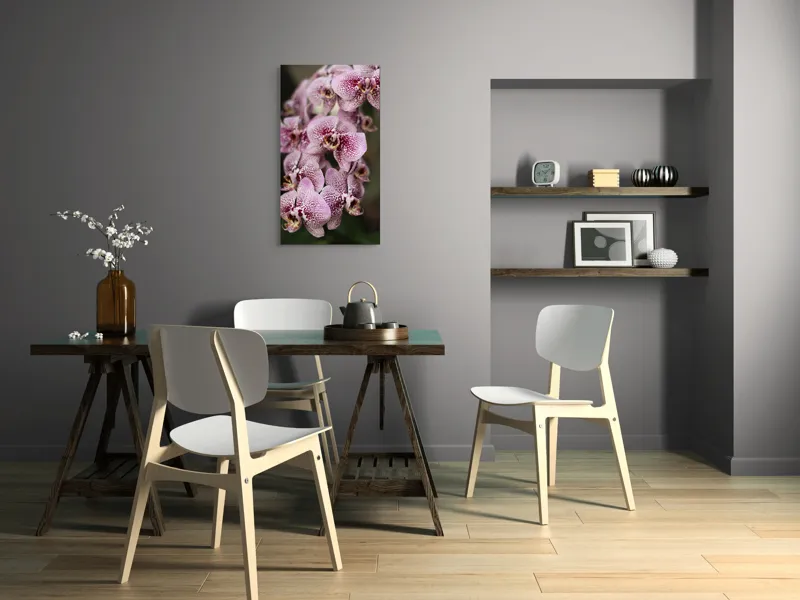 Tablou Canvas, "Orhidee grațioase înflorind splendid", Orhidee, Pestriț, Roz, Delicat, Exotic, Frumusețe, Natură, Viță, Petale, Artă, 50 x 90 cm – poza 4