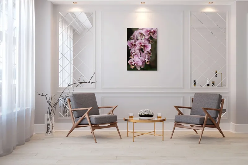 Tablou Canvas, "Orhidee grațioase înflorind splendid", Orhidee, Pestriț, Roz, Delicat, Exotic, Frumusețe, Natură, Viță, Petale, Artă, 70 x 100 cm – poza 8