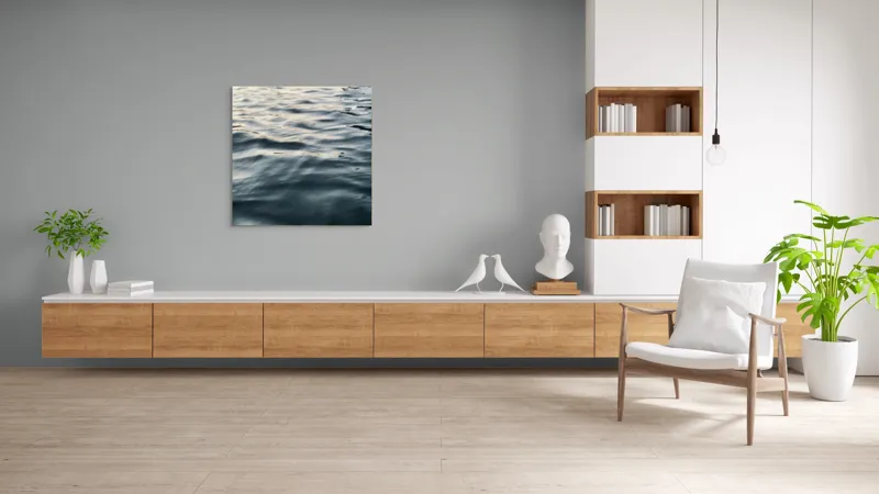 Tablou Canvas, "Unduiri blânde pe luciul apei", Ondulare, Reflexii, Seriozitate, Timp, Liniște, 100 x 100 cm – poza 8