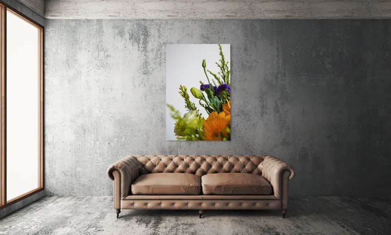 Tablou Canvas, "Dansul delicat al florilor de vară", Flori, Muguri, Galben, Mov, Verde, Delicatețe, Natură, Aranjament, Prospețime, Simetrie, 100 x 150 cm – poza 6