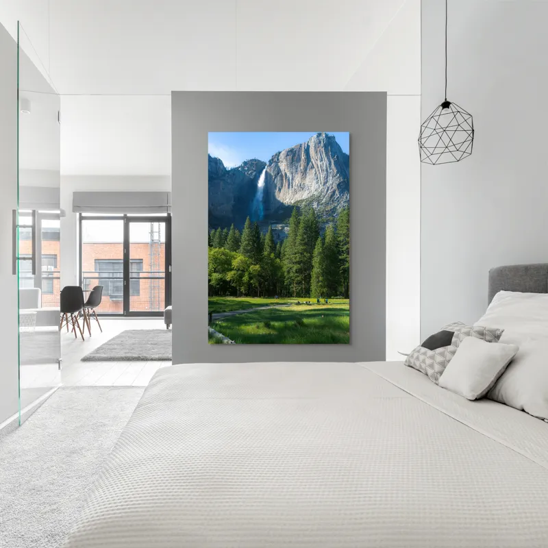 Tablou Canvas, "Cascada în inima muntelui verde", Cascadă, Munți, Pădure, Cer, Verdeață, Traseu, Relaxare, Natură, Turism, Frumusețe., 100 x 150 cm – poza 5