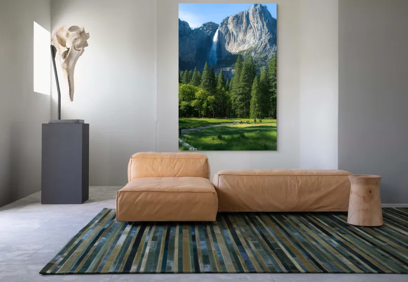 Tablou Canvas, "Cascada în inima muntelui verde", Cascadă, Munți, Pădure, Cer, Verdeață, Traseu, Relaxare, Natură, Turism, Frumusețe., 100 x 150 cm – poza 7