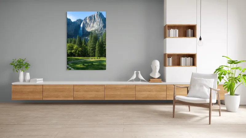 Tablou Canvas, "Cascada în inima muntelui verde", Cascadă, Munți, Pădure, Cer, Verdeață, Traseu, Relaxare, Natură, Turism, Frumusețe., 100 x 150 cm – poza 8