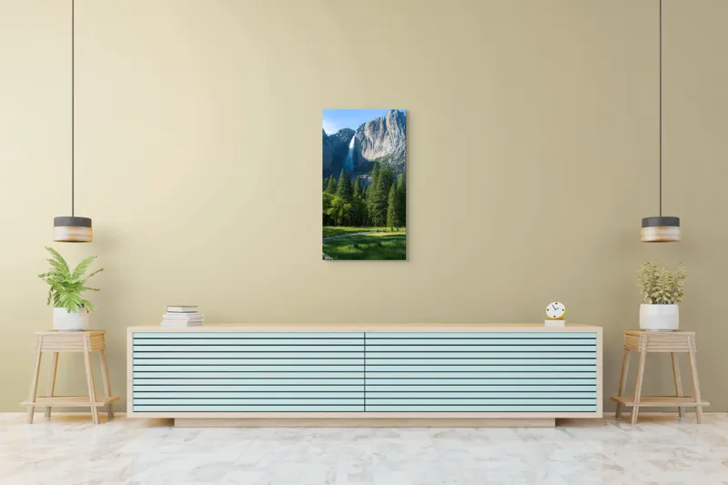 Tablou Canvas, "Cascada în inima muntelui verde", Cascadă, Munți, Pădure, Cer, Verdeață, Traseu, Relaxare, Natură, Turism, Frumusețe., 50 x 90 cm – poza 6