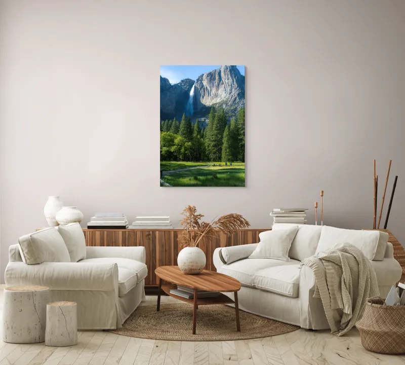 Tablou Canvas, "Cascada în inima muntelui verde", Cascadă, Munți, Pădure, Cer, Verdeață, Traseu, Relaxare, Natură, Turism, Frumusețe., 70 x 100 cm – poza 4