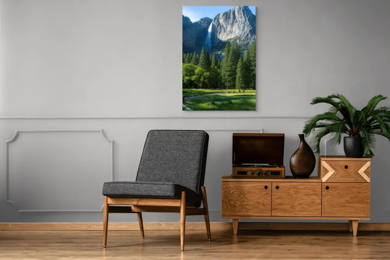 Tablou Canvas, "Cascada în inima muntelui verde", Cascadă, Munți, Pădure, Cer, Verdeață, Traseu, Relaxare, Natură, Turism, Frumusețe., 70 x 100 cm – poza 6