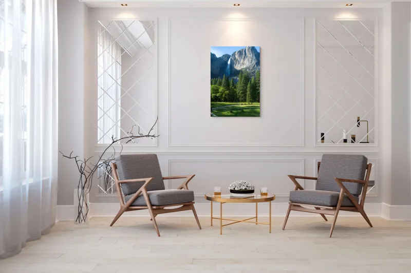 Tablou Canvas, "Cascada în inima muntelui verde", Cascadă, Munți, Pădure, Cer, Verdeață, Traseu, Relaxare, Natură, Turism, Frumusețe., 70 x 100 cm – poza 8