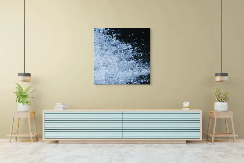 Tablou Canvas, "Valuri spumoase în noapte adâncă", Apa, Stropi, Mișcare, Energie, Răcoare, Contrast, Dinamică, Senzație, Impact, Natură, 100 x 100 cm – poza 5
