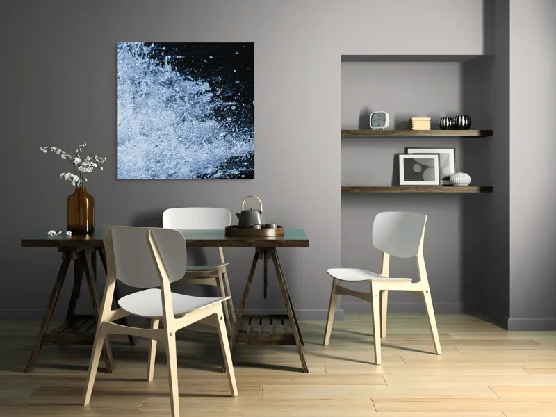 Tablou Canvas, "Valuri spumoase în noapte adâncă", Apa, Stropi, Mișcare, Energie, Răcoare, Contrast, Dinamică, Senzație, Impact, Natură, 100 x 100 cm – poza 6