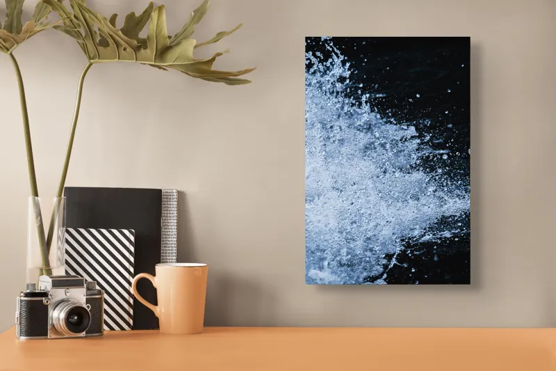 Tablou Canvas, "Valuri spumoase în noapte adâncă", Apa, Stropi, Mișcare, Energie, Răcoare, Contrast, Dinamică, Senzație, Impact, Natură, 26 x 39 cm – poza 3