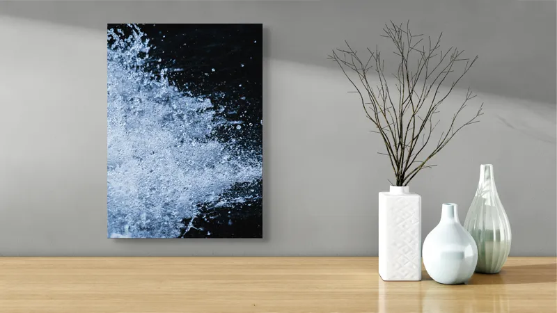 Tablou Canvas, "Valuri spumoase în noapte adâncă", Apa, Stropi, Mișcare, Energie, Răcoare, Contrast, Dinamică, Senzație, Impact, Natură, 39 x 54 cm – poza 4
