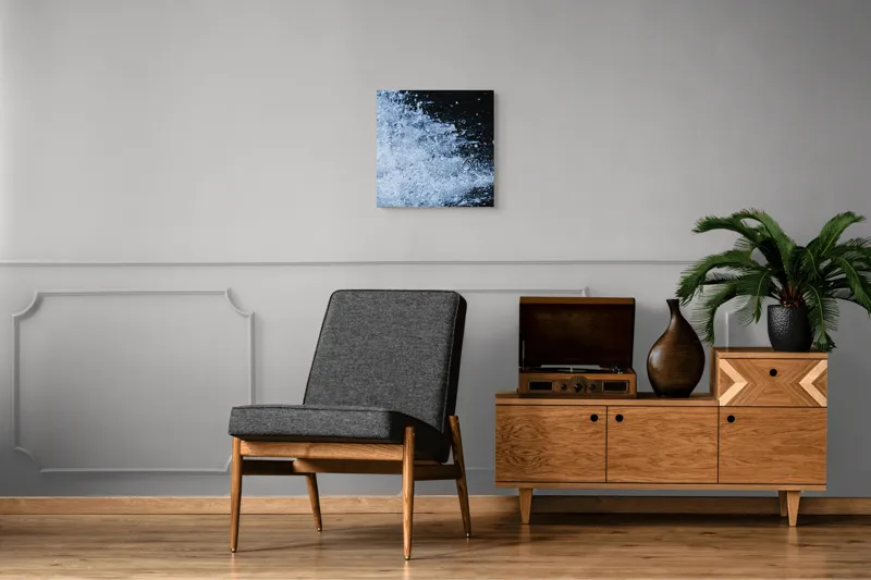 Tablou Canvas, "Valuri spumoase în noapte adâncă", Apa, Stropi, Mișcare, Energie, Răcoare, Contrast, Dinamică, Senzație, Impact, Natură, 50 x 50 cm – poza 6