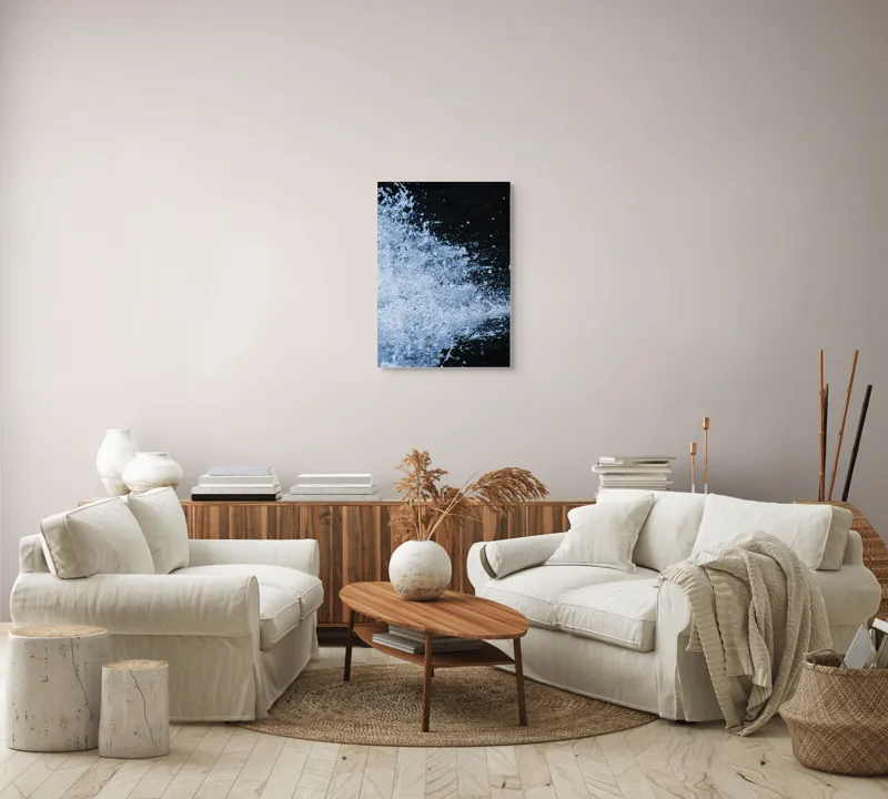 Tablou Canvas, "Valuri spumoase în noapte adâncă", Apa, Stropi, Mișcare, Energie, Răcoare, Contrast, Dinamică, Senzație, Impact, Natură, 50 x 70 cm – poza 4