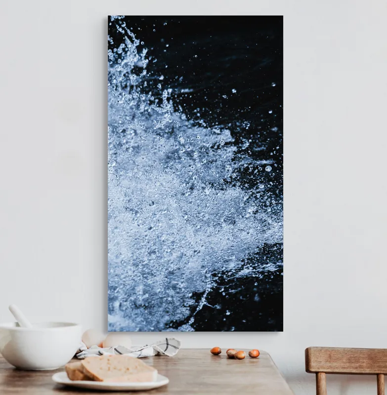 Tablou Canvas, "Valuri spumoase în noapte adâncă", Apa, Stropi, Mișcare, Energie, Răcoare, Contrast, Dinamică, Senzație, Impact, Natură, 50 x 90 cm – poza 3