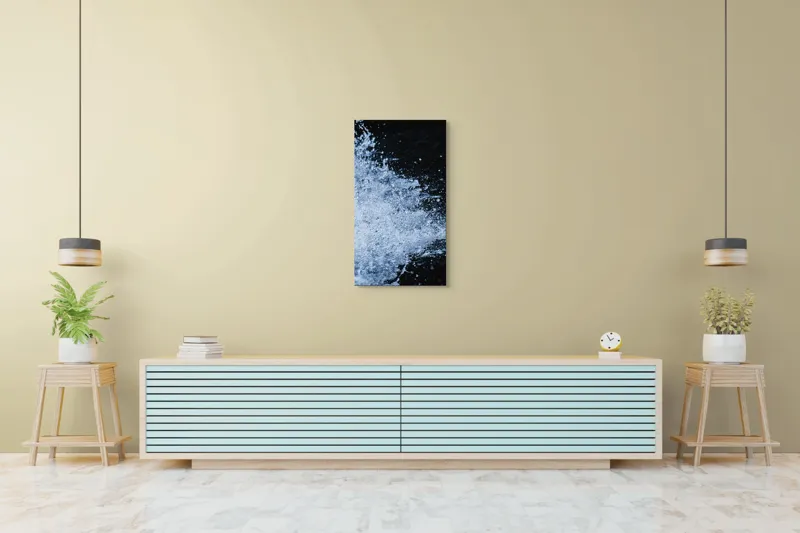 Tablou Canvas, "Valuri spumoase în noapte adâncă", Apa, Stropi, Mișcare, Energie, Răcoare, Contrast, Dinamică, Senzație, Impact, Natură, 50 x 90 cm – poza 6