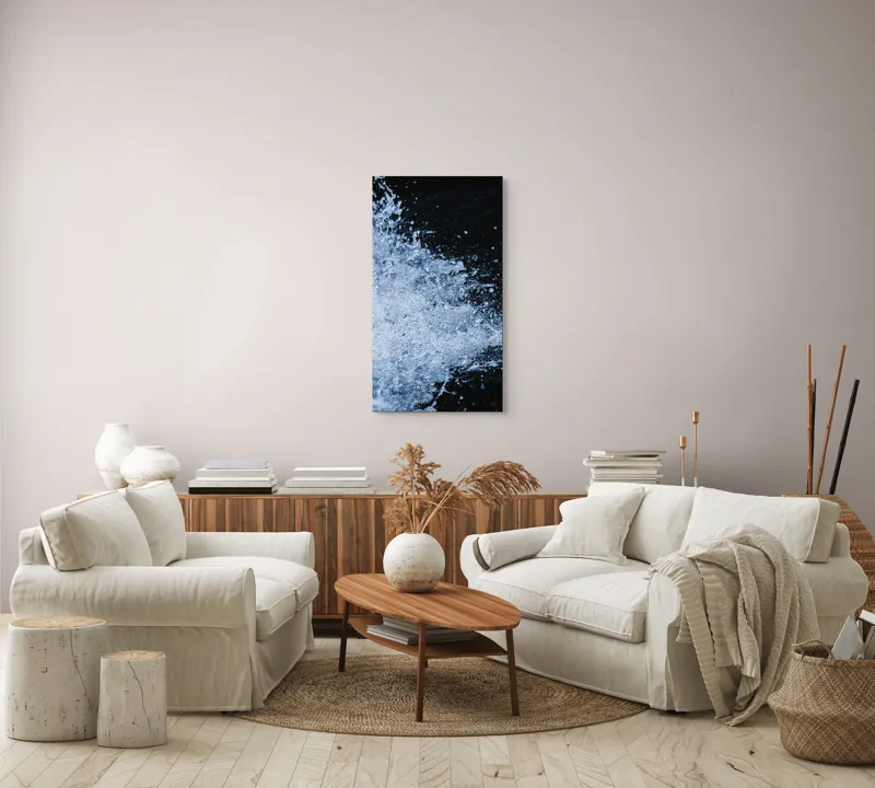 Tablou Canvas, "Valuri spumoase în noapte adâncă", Apa, Stropi, Mișcare, Energie, Răcoare, Contrast, Dinamică, Senzație, Impact, Natură, 50 x 90 cm – poza 7