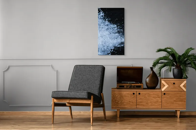 Tablou Canvas, "Valuri spumoase în noapte adâncă", Apa, Stropi, Mișcare, Energie, Răcoare, Contrast, Dinamică, Senzație, Impact, Natură, 50 x 90 cm – poza 8