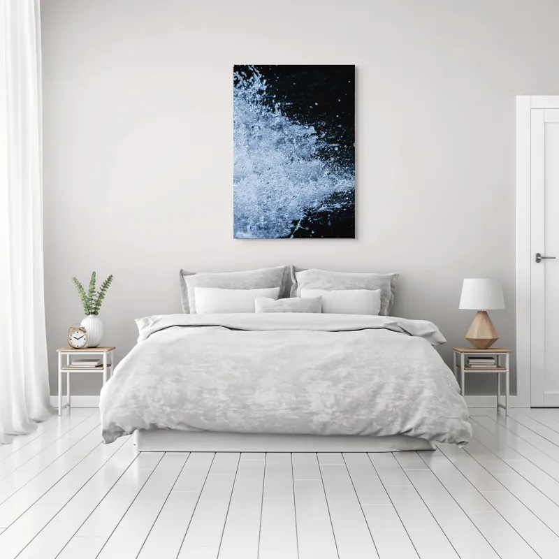 Tablou Canvas, "Valuri spumoase în noapte adâncă", Apa, Stropi, Mișcare, Energie, Răcoare, Contrast, Dinamică, Senzație, Impact, Natură, 70 x 100 cm – poza 3