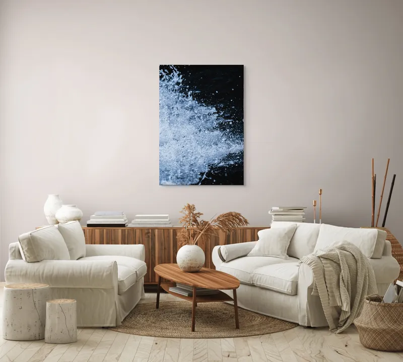 Tablou Canvas, "Valuri spumoase în noapte adâncă", Apa, Stropi, Mișcare, Energie, Răcoare, Contrast, Dinamică, Senzație, Impact, Natură, 70 x 100 cm – poza 4