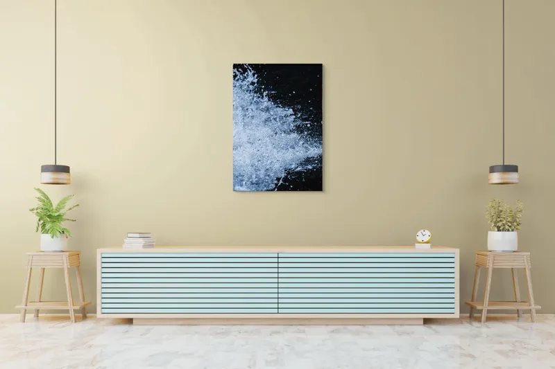 Tablou Canvas, "Valuri spumoase în noapte adâncă", Apa, Stropi, Mișcare, Energie, Răcoare, Contrast, Dinamică, Senzație, Impact, Natură, 70 x 100 cm – poza 5