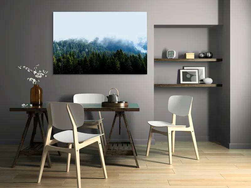 Tablou Canvas, "Cețuri misterioase peste pădurea de brazi", Copaci, Ceață, Verdeață, Natură, Munte, Calm, Seninătate, Aer Curat, 150 x 100 cm – poza 5