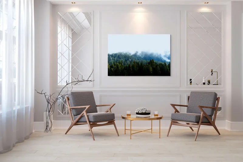 Tablou Canvas, "Cețuri misterioase peste pădurea de brazi", Copaci, Ceață, Verdeață, Natură, Munte, Calm, Seninătate, Aer Curat, 150 x 100 cm – poza 7