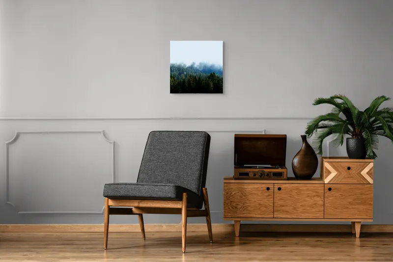 Tablou Canvas, "Cețuri misterioase peste pădurea de brazi", Copaci, Ceață, Verdeață, Natură, Munte, Calm, Seninătate, Aer Curat, 50 x 50 cm – poza 6