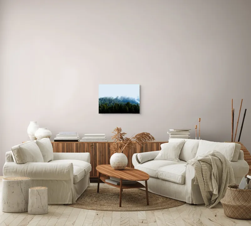 Tablou Canvas, "Cețuri misterioase peste pădurea de brazi", Copaci, Ceață, Verdeață, Natură, Munte, Calm, Seninătate, Aer Curat, 54 x 39 cm – poza 5