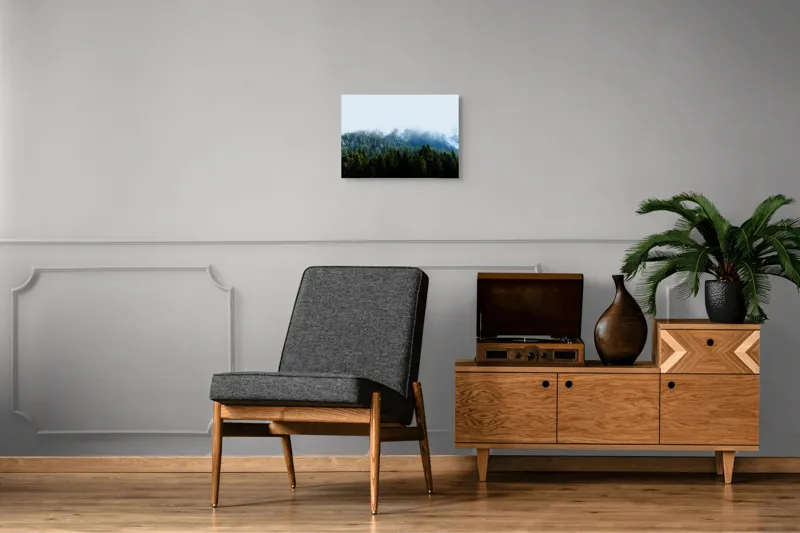 Tablou Canvas, "Cețuri misterioase peste pădurea de brazi", Copaci, Ceață, Verdeață, Natură, Munte, Calm, Seninătate, Aer Curat, 54 x 39 cm – poza 7