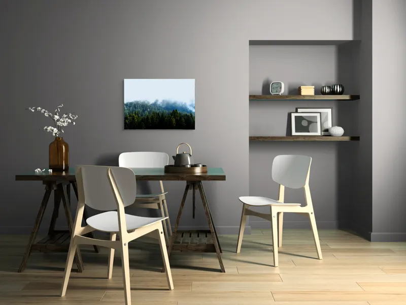Tablou Canvas, "Cețuri misterioase peste pădurea de brazi", Copaci, Ceață, Verdeață, Natură, Munte, Calm, Seninătate, Aer Curat, 70 x 50 cm – poza 5