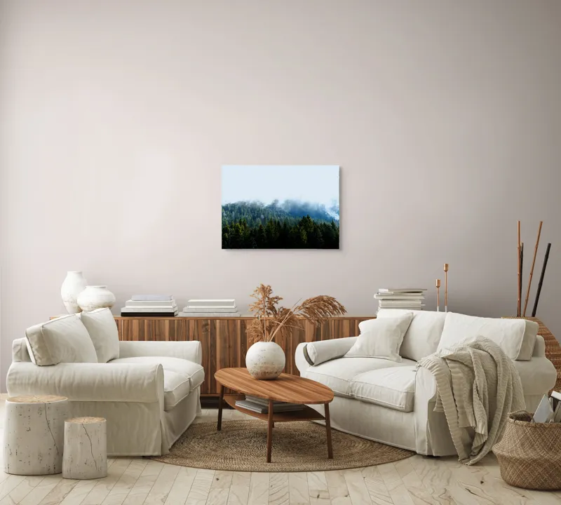 Tablou Canvas, "Cețuri misterioase peste pădurea de brazi", Copaci, Ceață, Verdeață, Natură, Munte, Calm, Seninătate, Aer Curat, 70 x 50 cm – poza 6