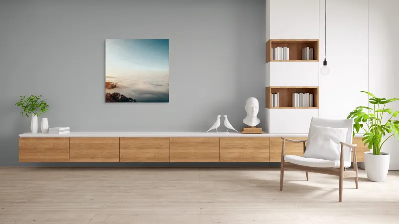Tablou Canvas, "Răsărit peste un ocean de ceață", Cer, Nori, Soare, Pădure, Păsări, Apus, Ceață, Culori, Orizont, Natură, 100 x 100 cm – poza 8