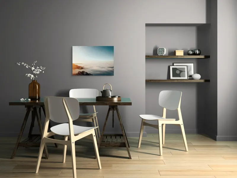 Tablou Canvas, "Răsărit peste un ocean de ceață", Cer, Nori, Soare, Pădure, Păsări, Apus, Ceață, Culori, Orizont, Natură, 70 x 50 cm – poza 5